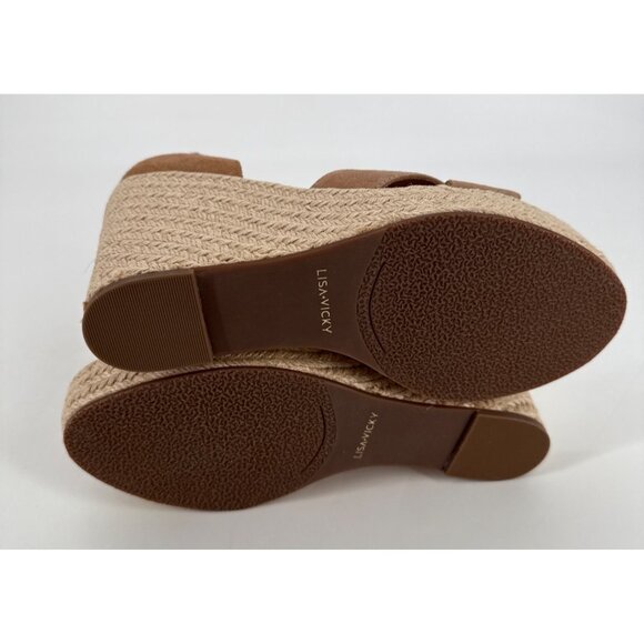 Lisa Vicky Platform Wedge Sandal Suede Cognac Gemi Size 10 New - Picture 9 of 10